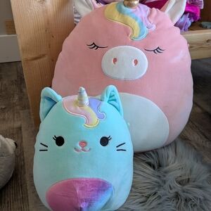 Squishmallows Unicorn Plush Toy Set - Pink and Blue